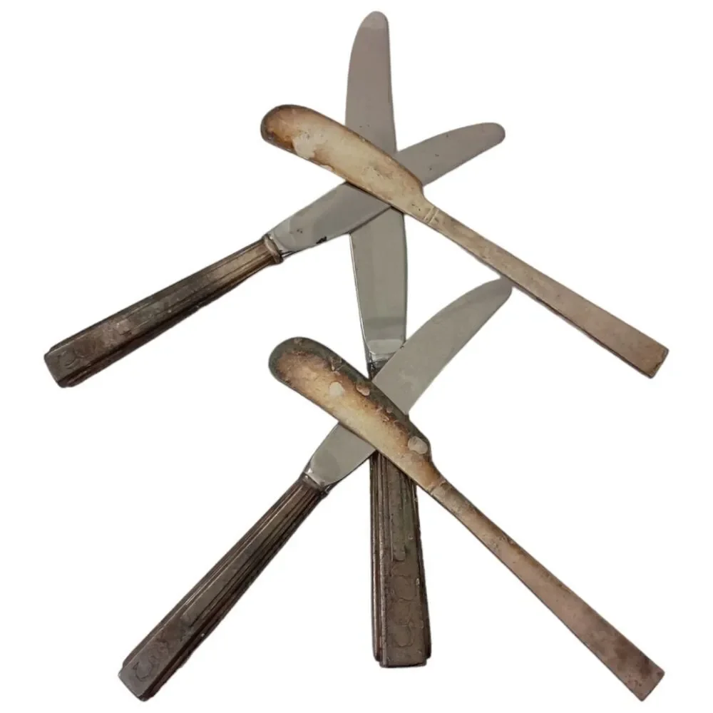 Vintage Sheraton Hotel Flatware Silver Plate‎ Logo Knives Knife Set Of 5 Mixed.